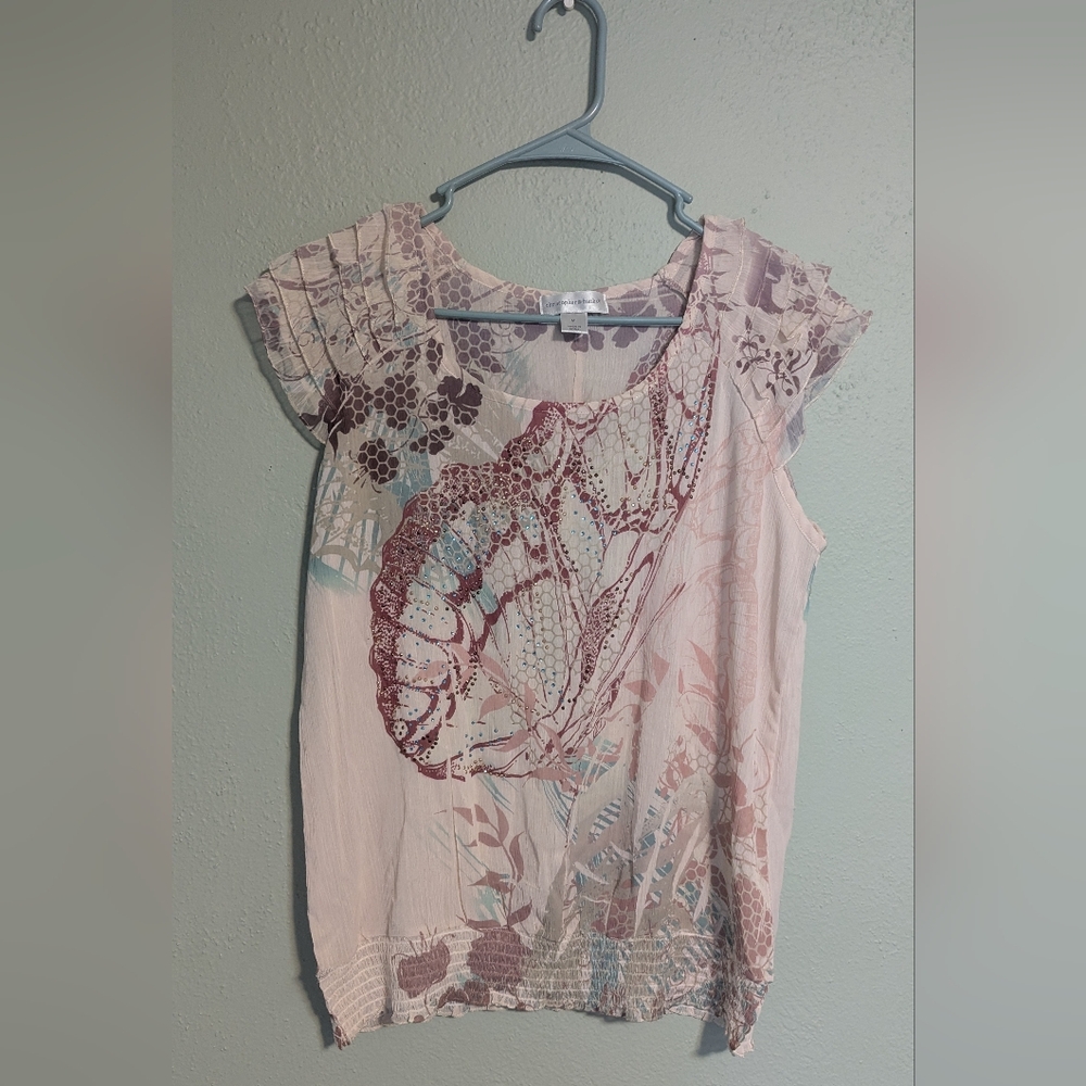 Y2K BEDAZZLED BUTTERFLY SHEER TOP | Christopher & Banks | M